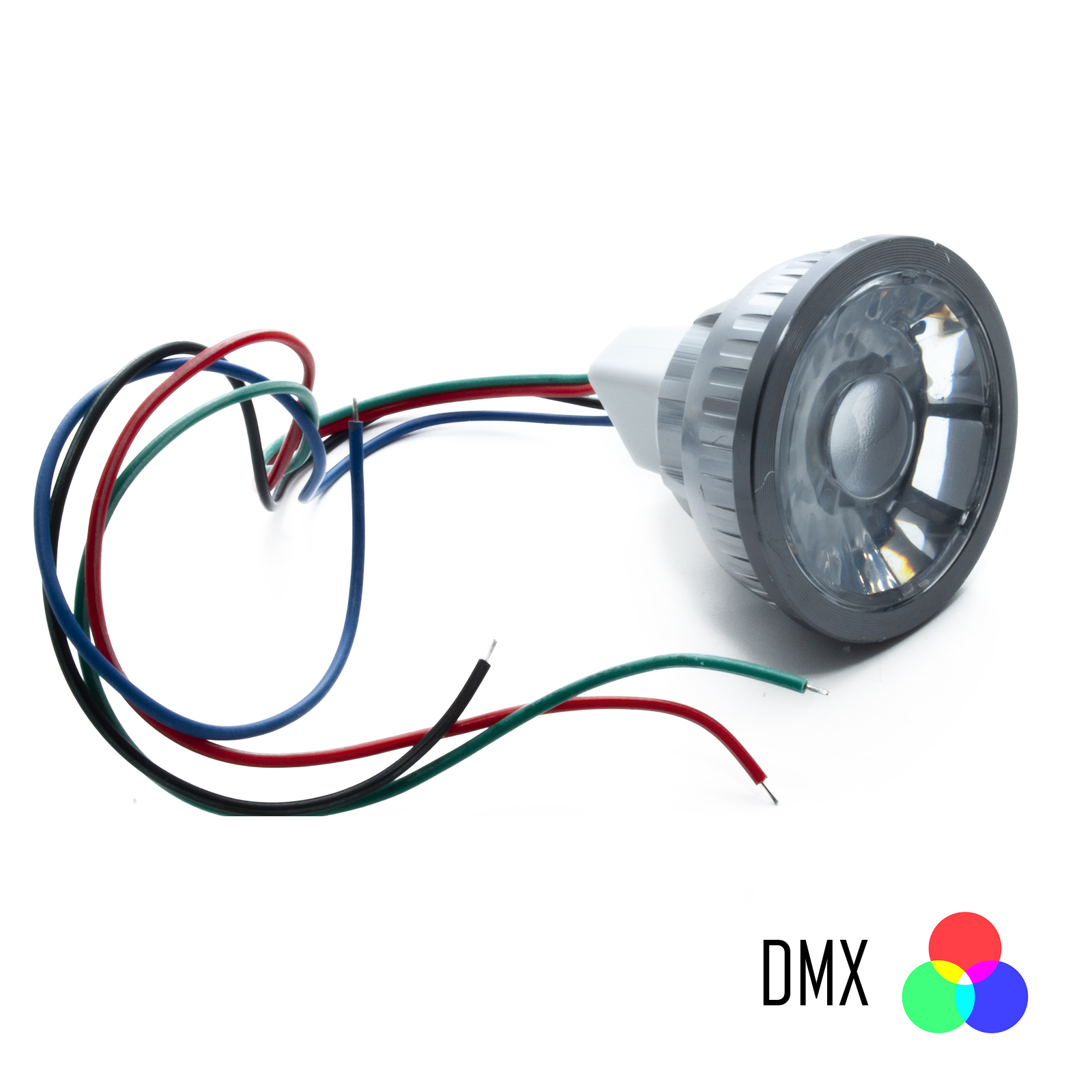 Lampada sincronizzabile dmx rgb multi colore LED 3 watt 12 volt 4 canali