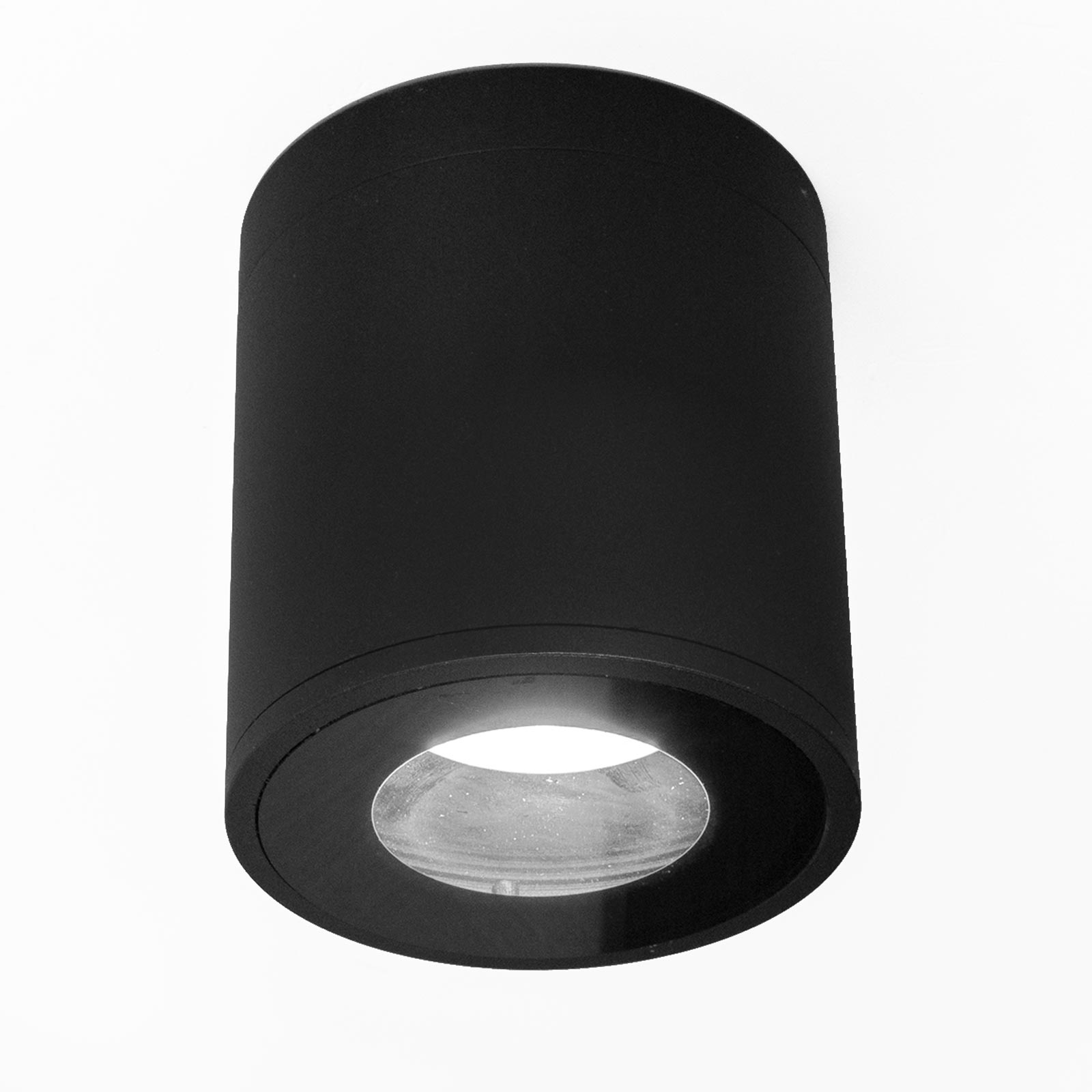 Image of Plafoniera faretto TONDO lampada soffitto LED GU10 6W luce sensoriale bagno IP65 230V COLORE NERO LUCE ROSSA