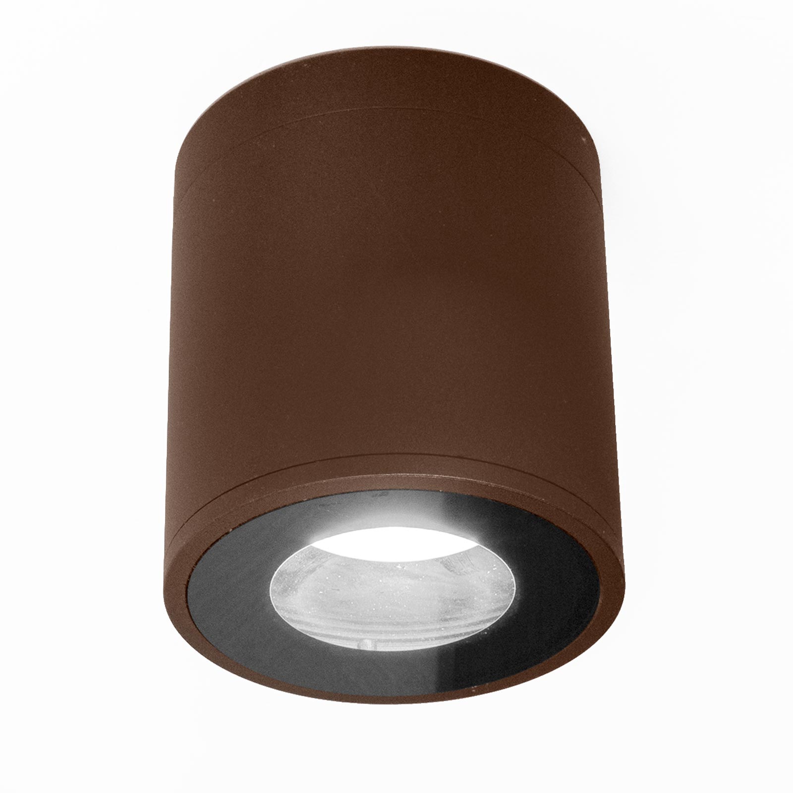 Image of Plafoniera faretto TONDO lampada soffitto LED GU10 6W luce sensoriale bagno IP65 230V COLORE CORTEN LUCE VERDE