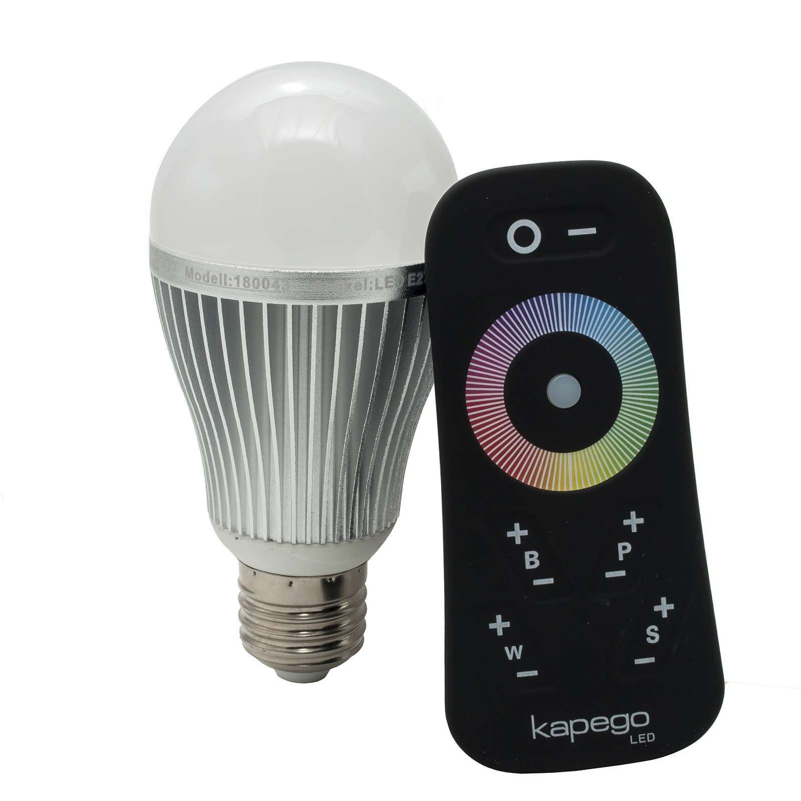 Led lamp RGBW 8W E27 230V synchronized dimmer controller rf color therapy zoomable