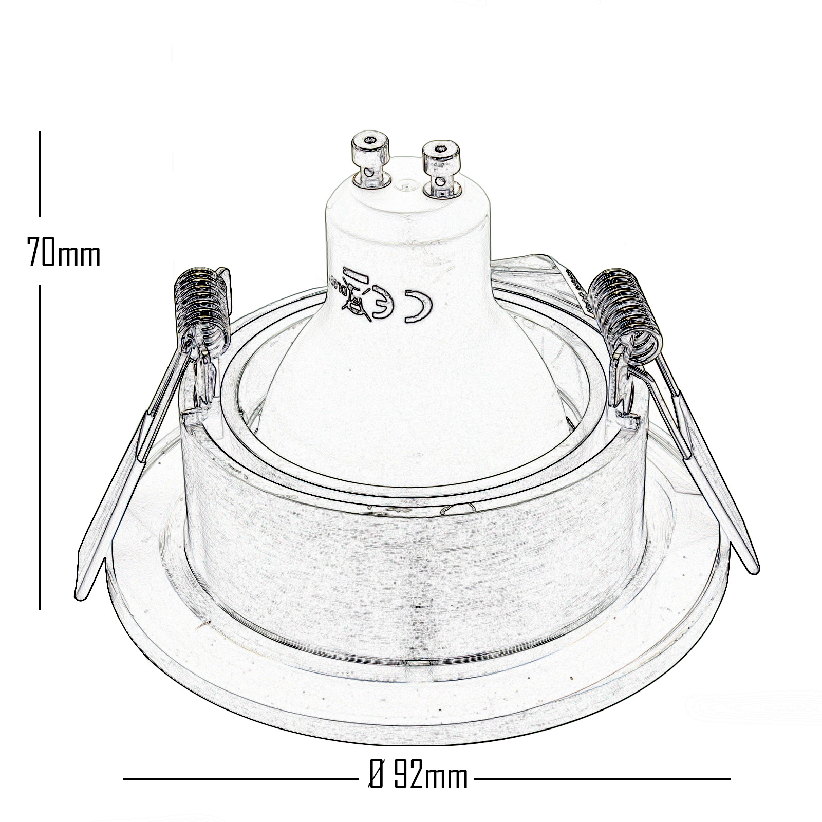 Spotlight silver round frosted glass recessed 68mm LED 8W GU10 lights living room Spotlight silver round frosted glass recessed 68mm LED 8W GU10 lights living room