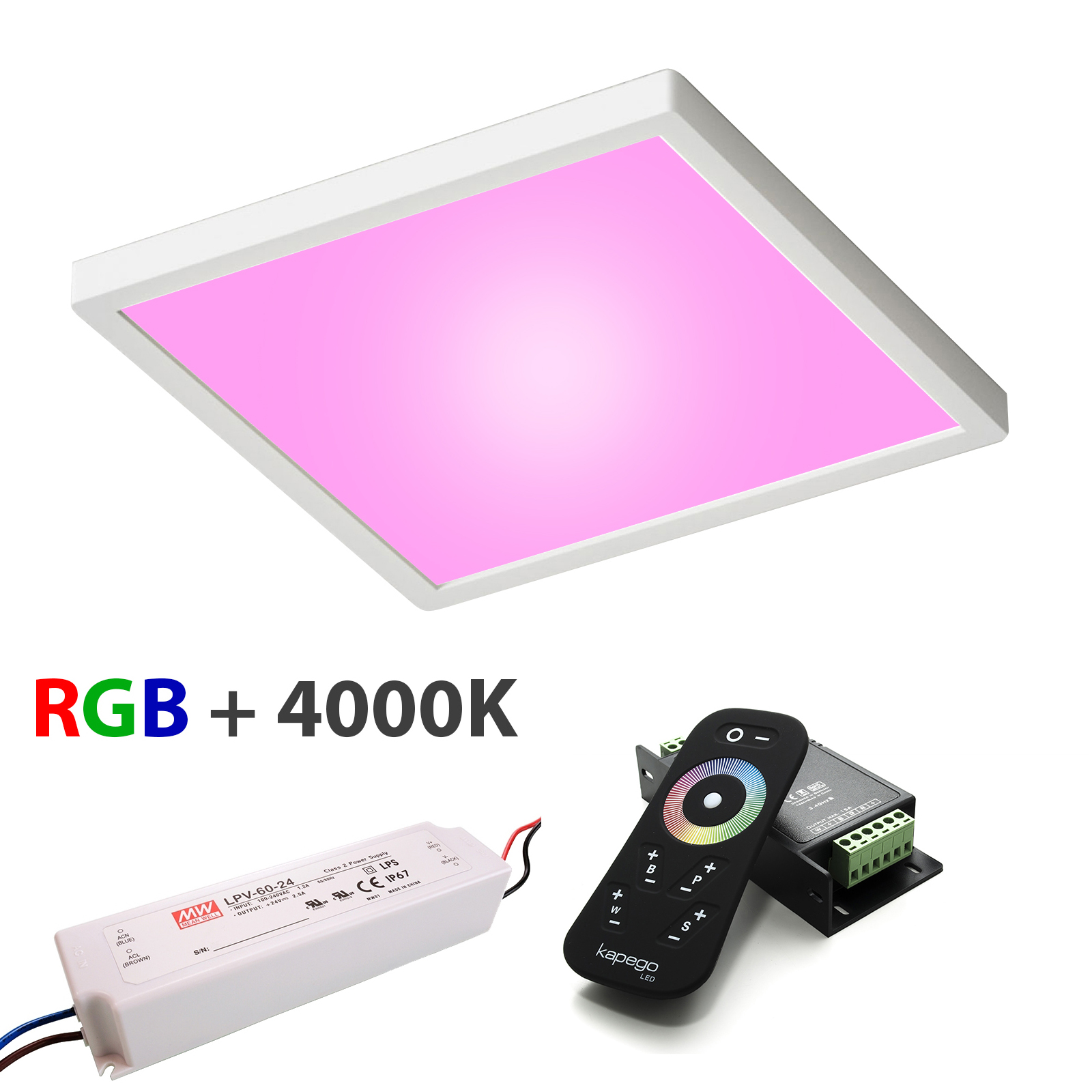 KIT ceiling lamp ceiling LED 55W control unit RGBW 4000K color therapy 24V zoomable