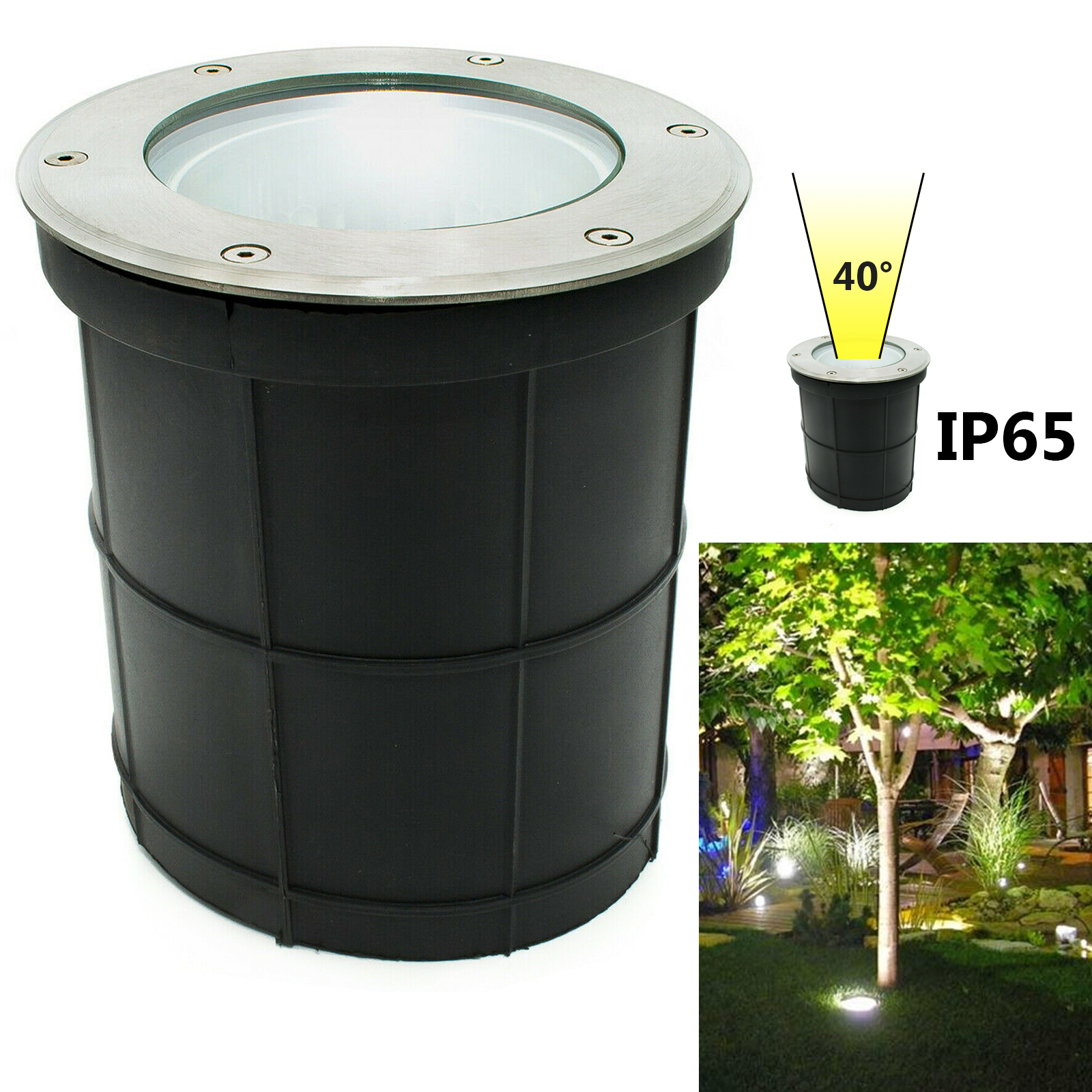 Spotlight floor lamp LED E27 12W recessed directed light SPOT garden IP65 zoomable