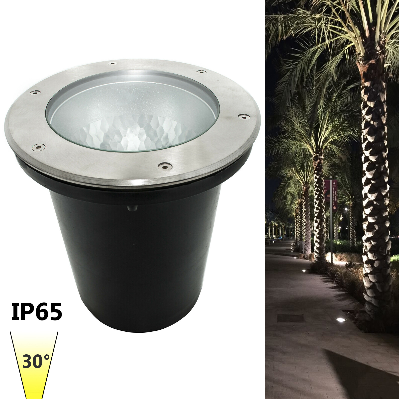 The lighthouse walkable E27 LED spot 35W recessed ground garden IP65 230V hole 19cm zoomable