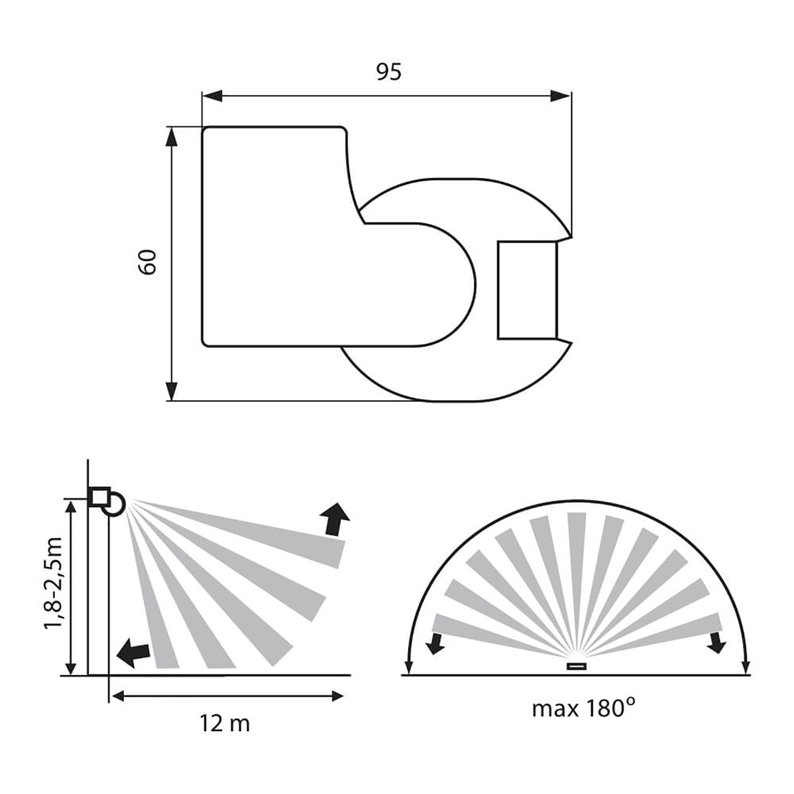 Sensor motion detector IP44 infrared 180 degree adjustment led lights time Sensor motion detector IP44 infrared 180 degree adjustment led lights time