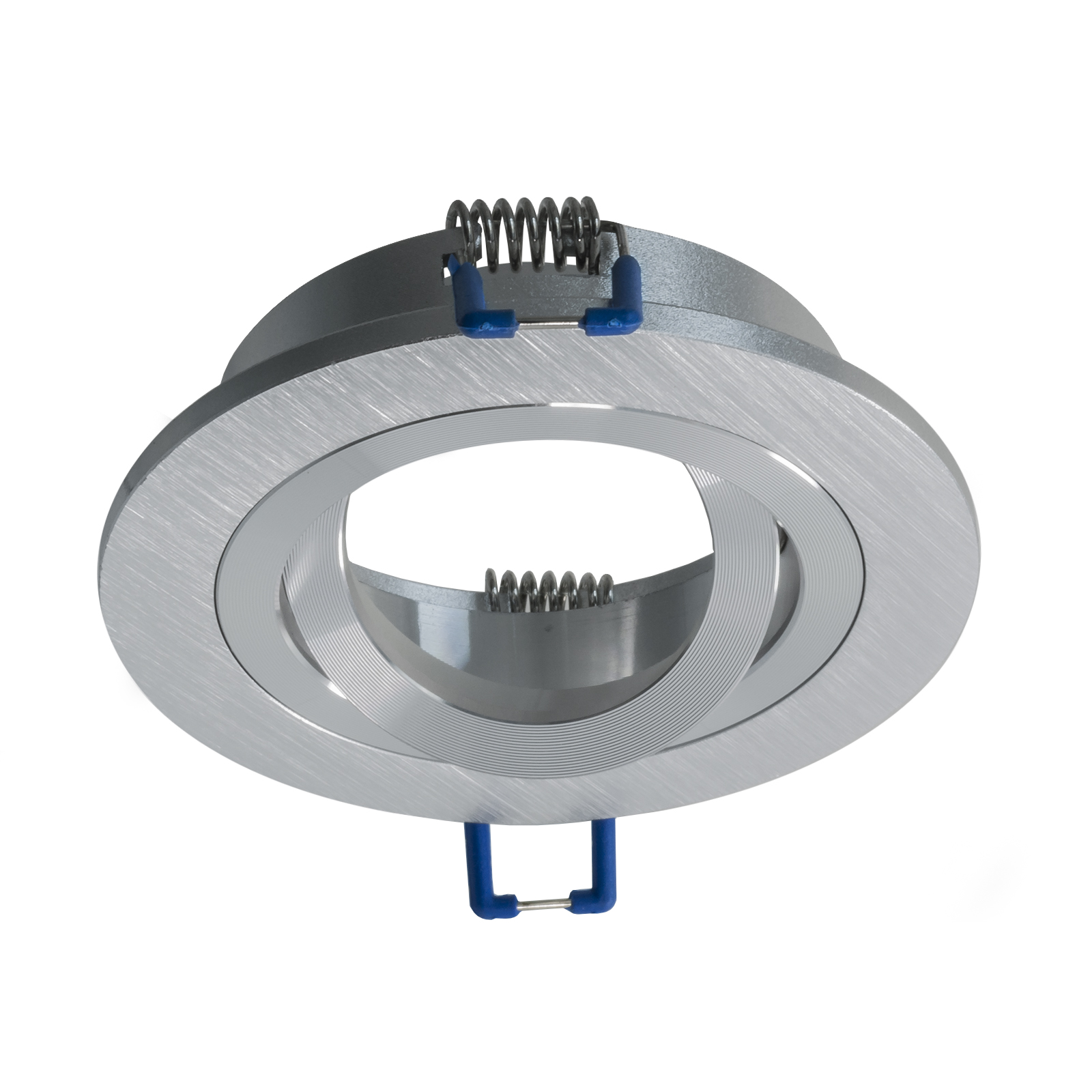 Port spotlight-recessed adjustable round brushed aluminium GU10 hole 8cm zoomable