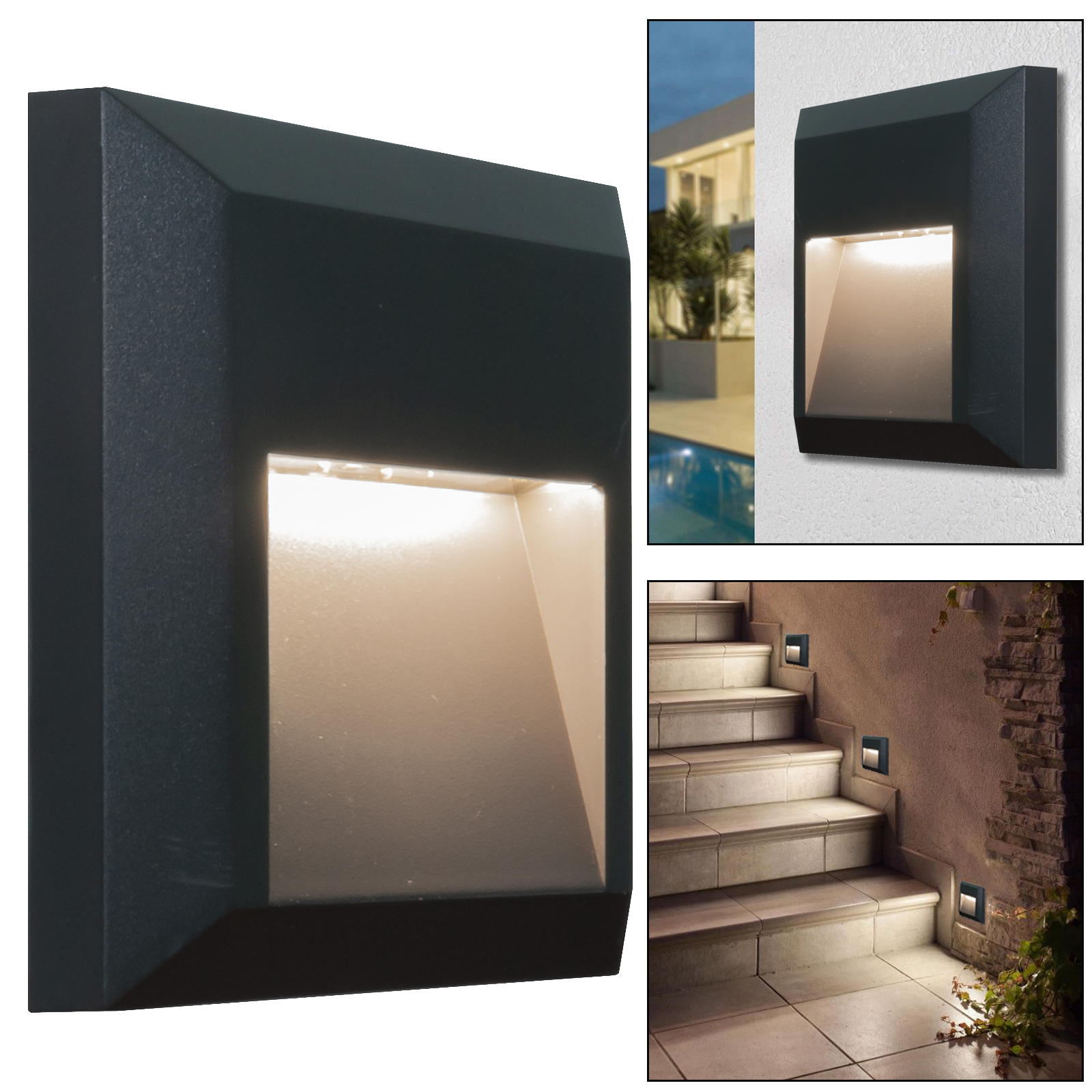 Spotlight segnapassi square light vertical wall, the wall avenue steps 4000K IP65 zoomable