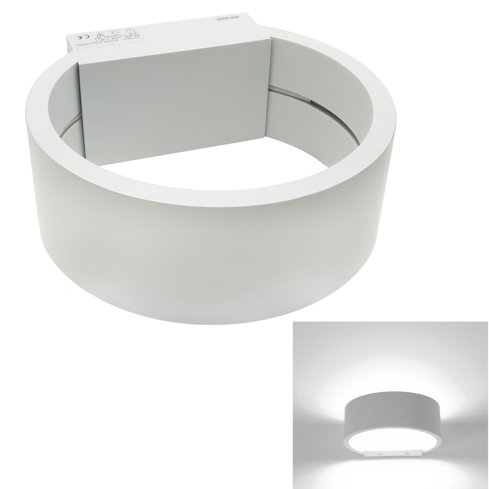Applique modern circle LED COB 6W light lamp wall white aluminium 200V zoomable