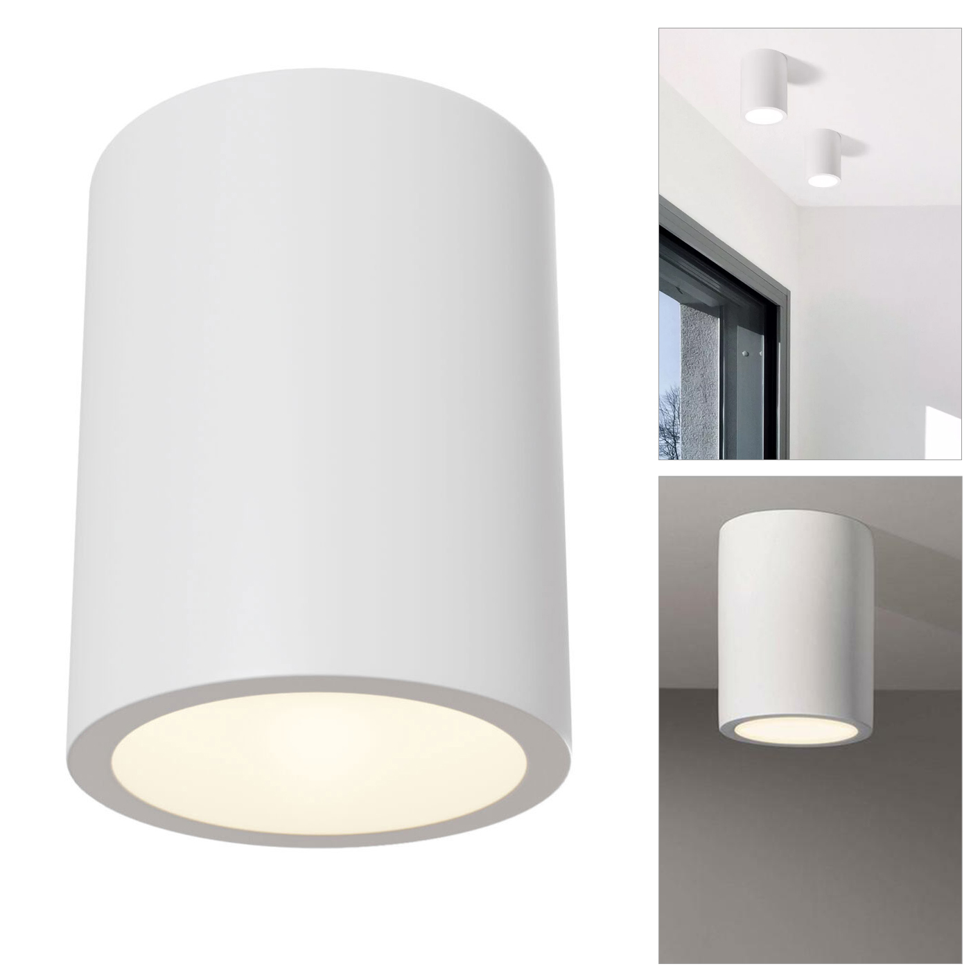 GU10 LED ceiling lamp plaster cylinder spotlight ceiling lights living room kitchen zoomable