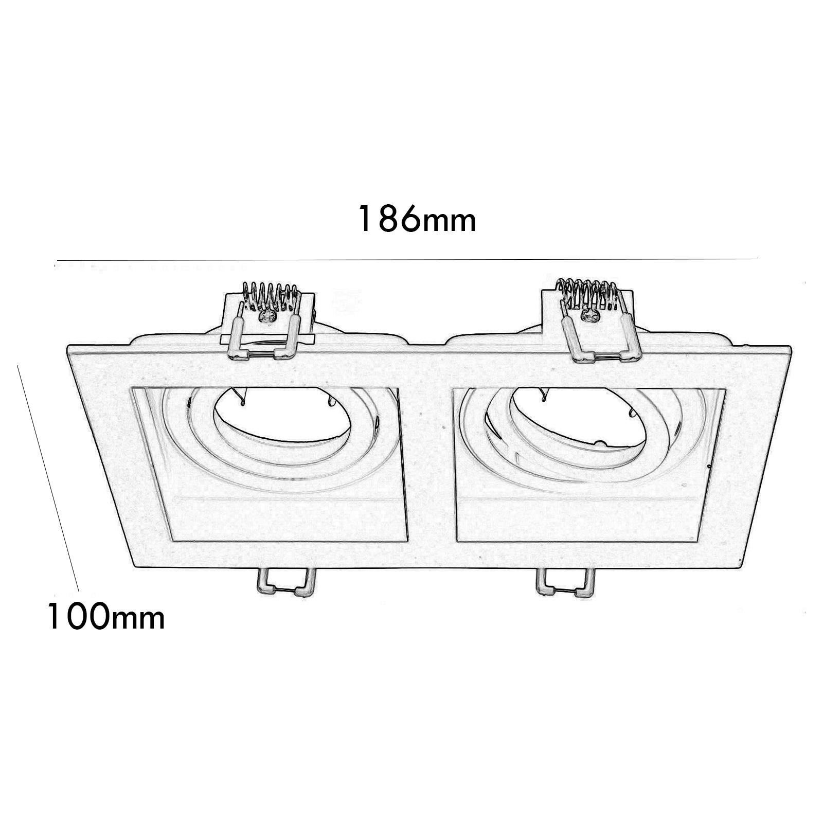 Portafaretto rectangular recessed double lamp light ceiling GU10 GU5.3 MR16 Portafaretto rectangular recessed double lamp light ceiling GU10 GU5.3 MR16