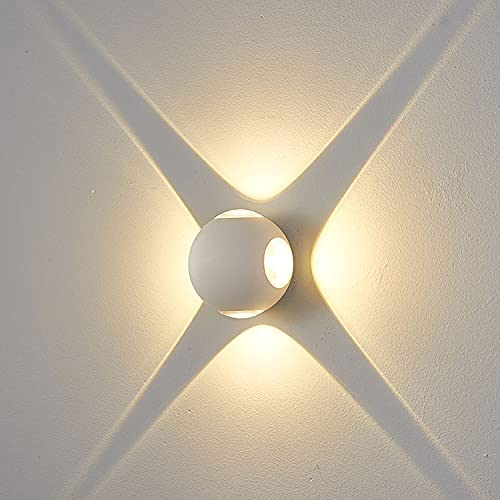 Wall sphere LED applique 10W 4 light beams cross decorative lamp IP65 230V zoomable