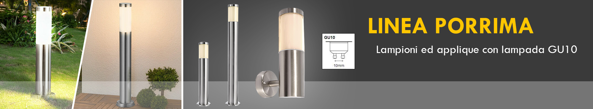PORRIMA Lamp post LED lamp spotlight GU10 lantern steel light outdoor garden villa avenue path IP44 230V PORRIMA Lamp post LED lamp spotlight GU10 lantern steel light outdoor garden villa avenue path IP44 230V