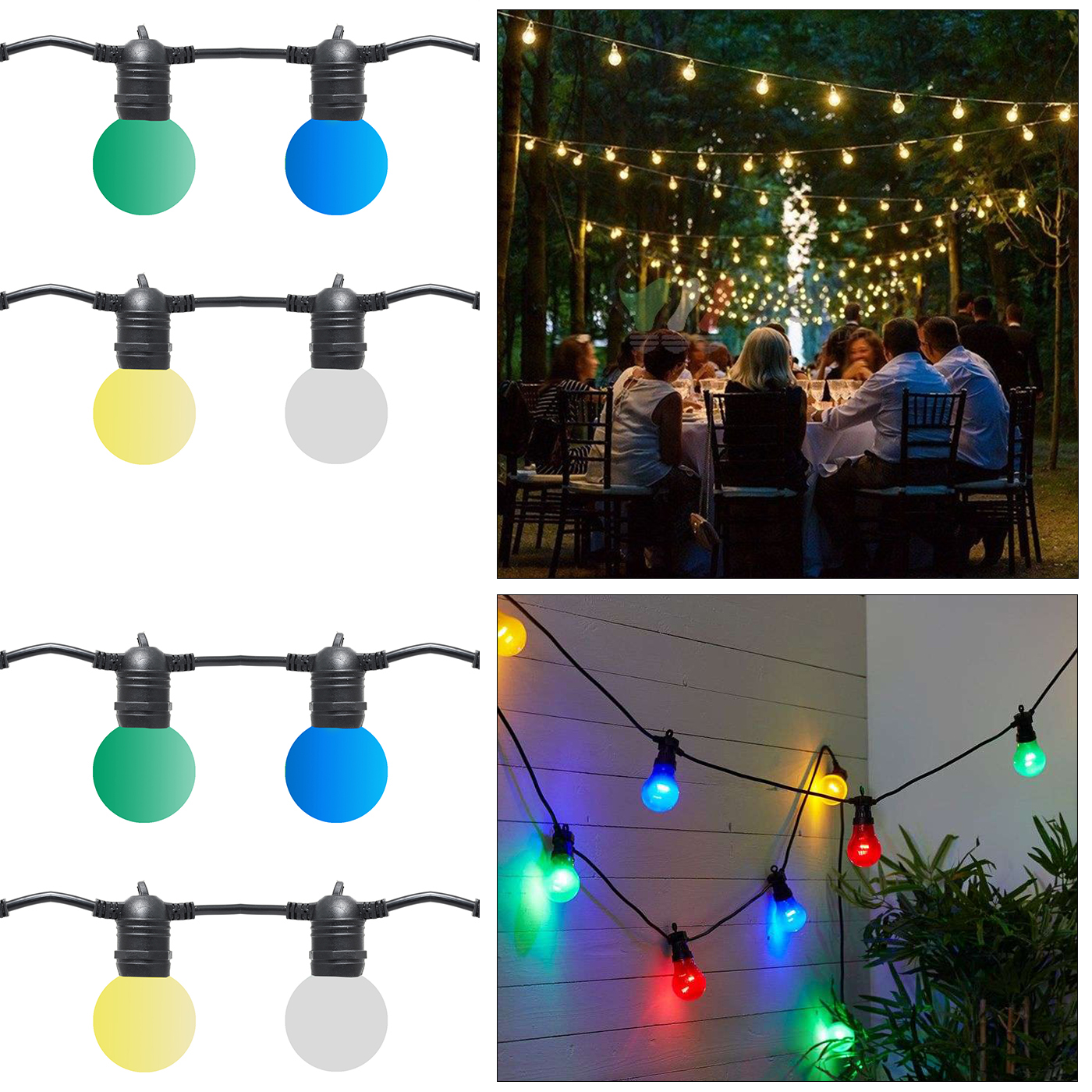 Chain wire lights 10 led lamps E27 decorative light for outdoors 10m ip65 2000w zoomable