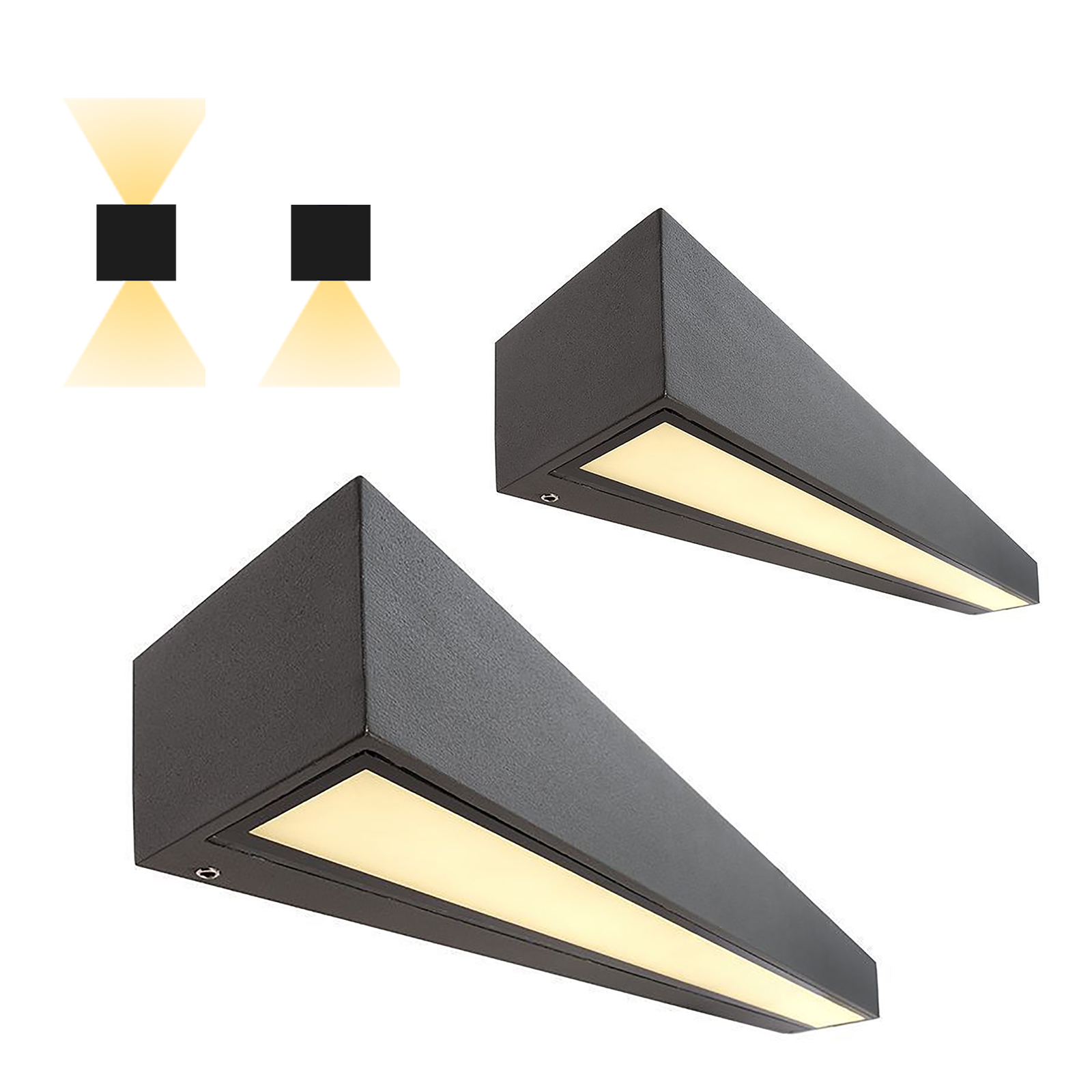 LINEAR Rectangular linear LED wall light single double beam external wall light IP65 3000K entrance garden facades 230V zoomable
