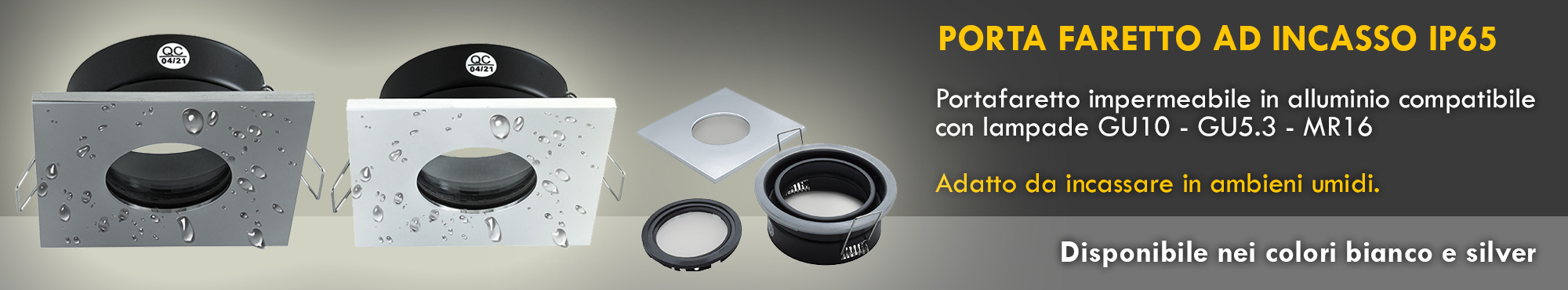 Spotlight square recessed IP65 shower bathroom wet environments Spotlight square recessed IP65 shower bathroom wet environments