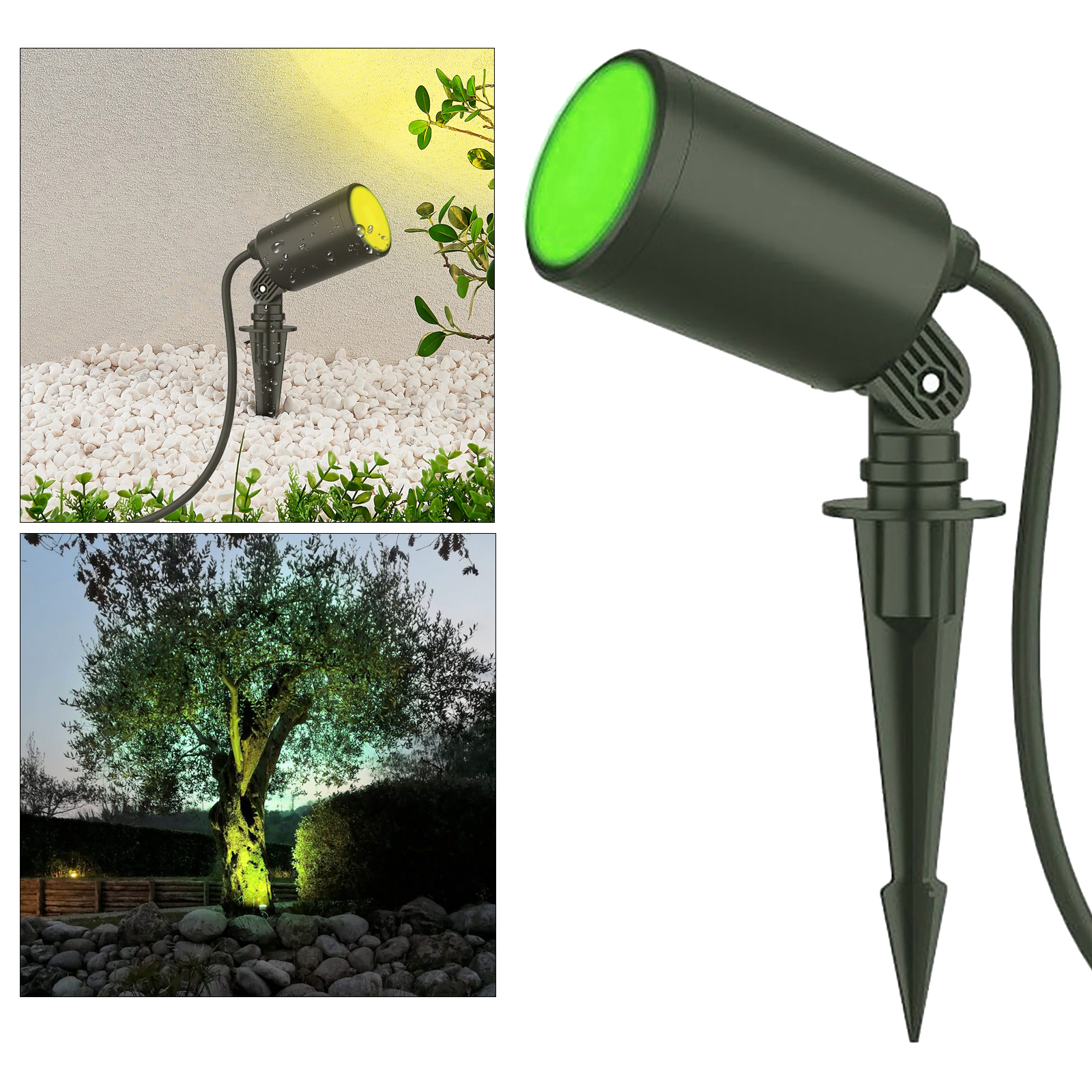 Faretto picchetto SMART 6W IP65 RGB CCT multicolore lampada WiFi giardino luce colorata alberi facciate controllo vocale Alexa Google 230V zoomable