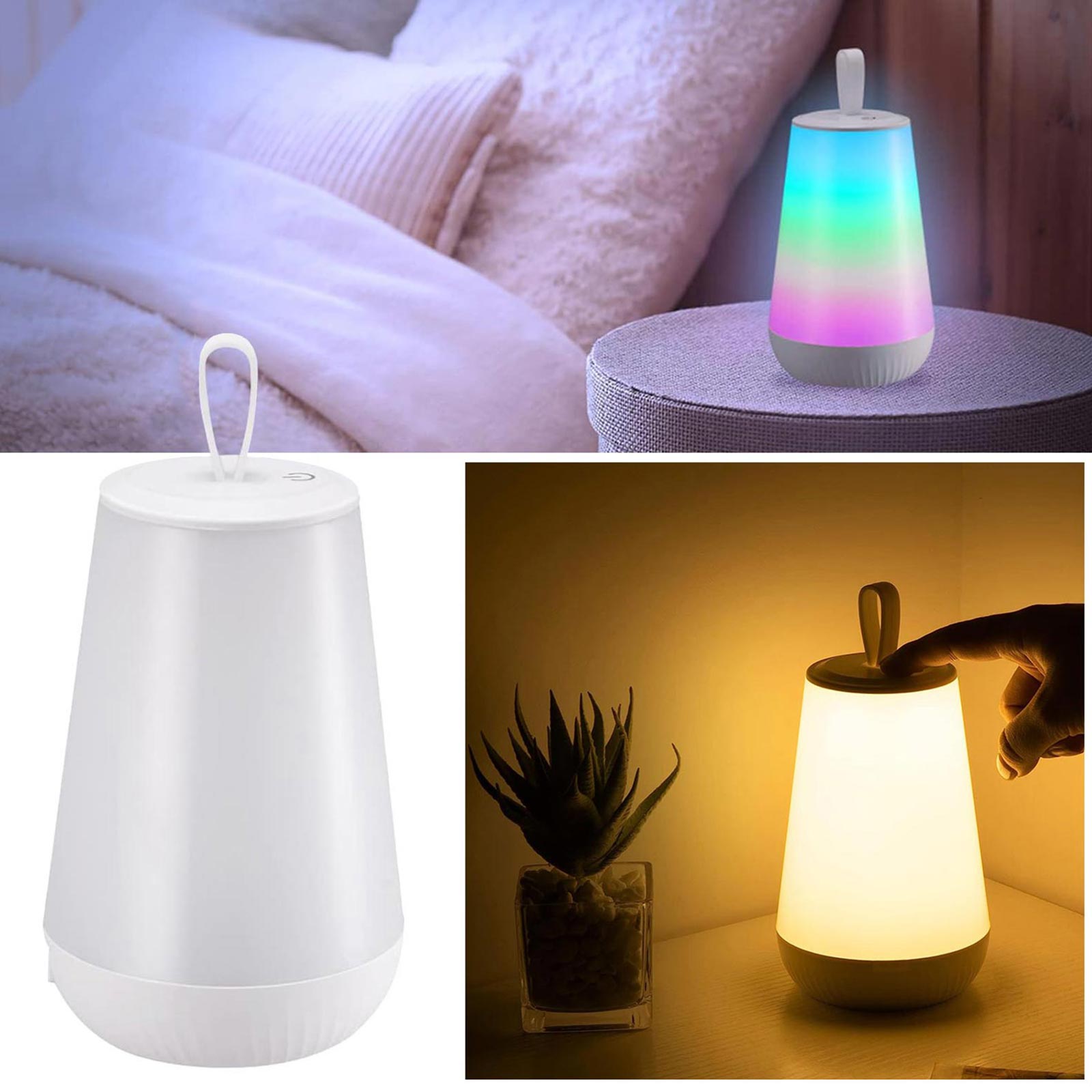 Lampada ricaricabile LED 3W RGB luce relax notturna comodino bambini  campeggio