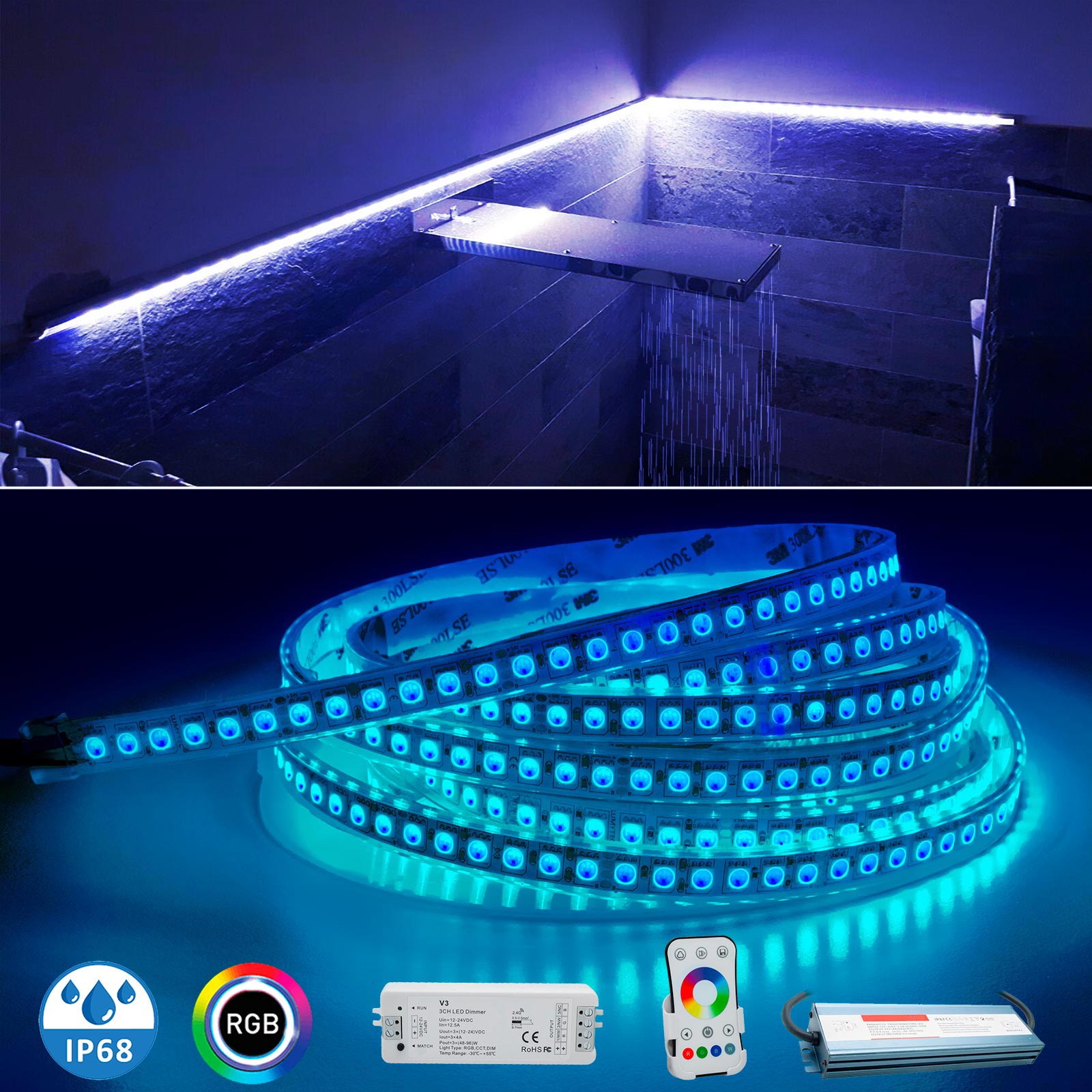 KIT striscia LED RGB IP68