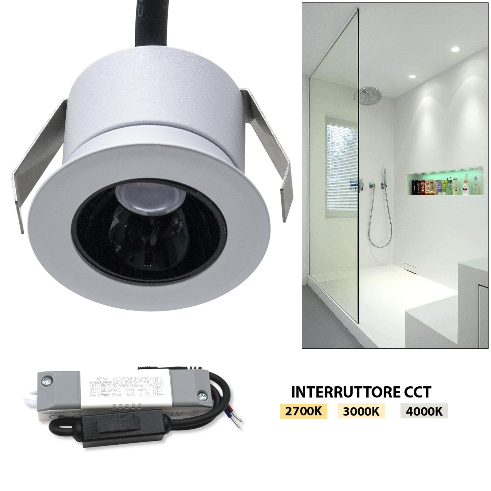 Faretto spot mini LED 3W incasso