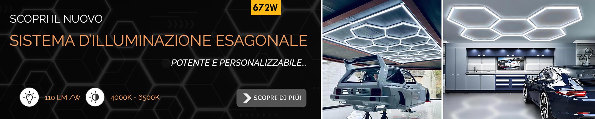Innovativo sistema d'illuminazione esagonale
