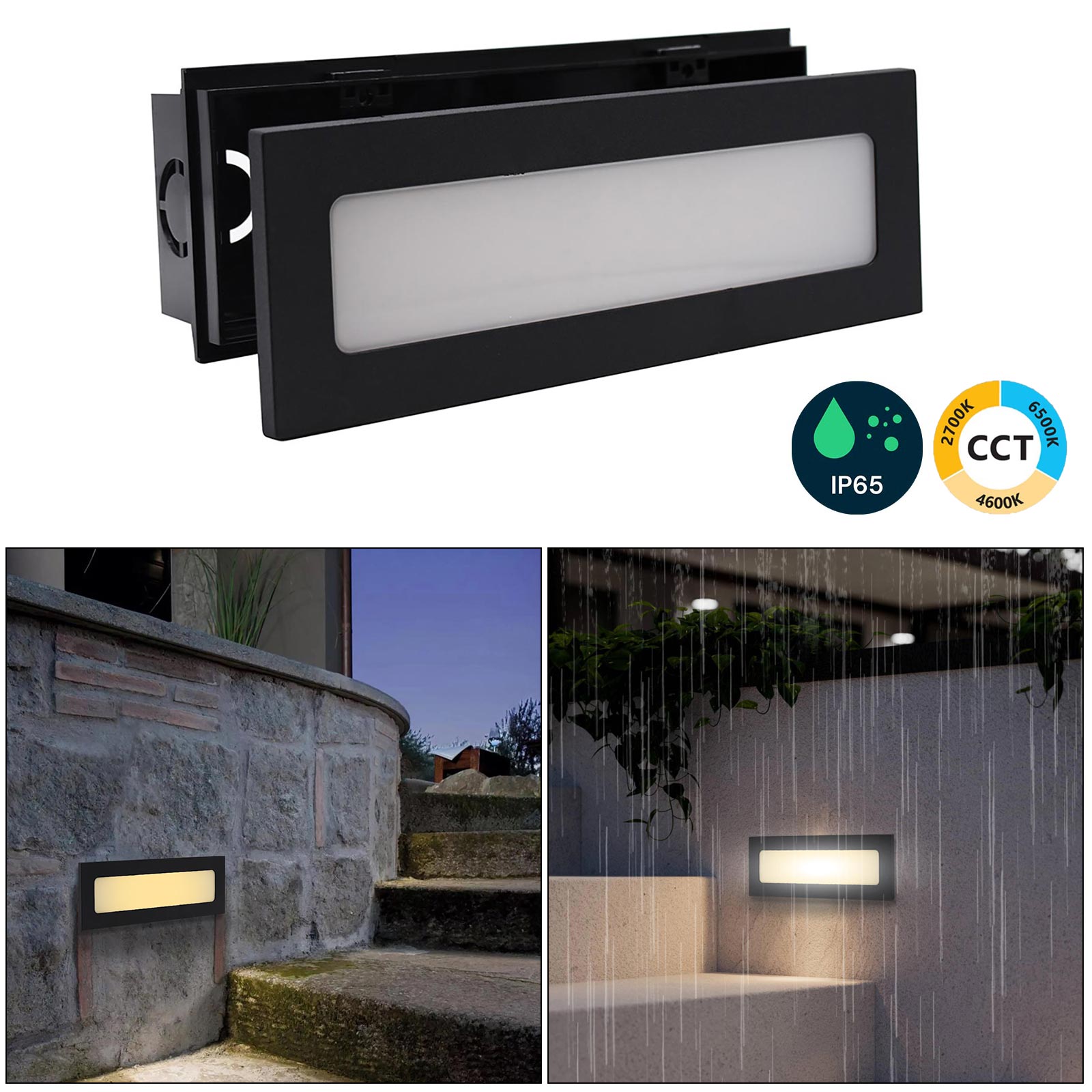 LED Wegweiser 6W CCT Einbaustrahler rechteckig Wand IP65 Treppenleuchten 230V - Bild 15 von 15