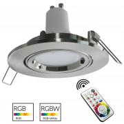 Faretto incasso tondo silver 8cm lampada LED GU10 RGB luce cromoterapia interni