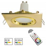 Faretto oro luce colorata quadrato incasso 8cm LED GU10 RGB giochi luce negozio