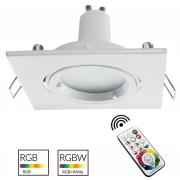 Faretto quadrato bianco incasso 80mm lampada LED GU10 RGB effetti luce colorata
