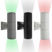 Cylinder applique external wall facade 6W LED RGB RGBW 3000K 6000K play of light syncro double beam light colors GU10 230V