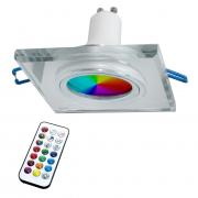 Faretto quadrato vetro specchiato incasso 6cm lampada LED GU10 6W RGB RGBW luce colorata discoteca bar vetrine 230V