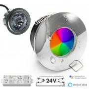 KIT foco SMART WiFi cromoterapia IP65 box de ducha LED 6W RGB RGBW lÃ¡mpara multicolor 24V Alexa Google centralita fuente de alimentaciÃ³n