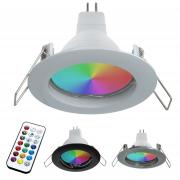 Faretto LED RGB 6W multicolore 12V incasso 6cm tondo bianco silver RGBW effetti luce colorata barca camper