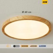 Plafonnier LED Ã©lÃ©gant et fin, effet bois, 45 W, CCT, IP40, pour restaurant, hÃ´tel ou rÃ©ception, 60 cm