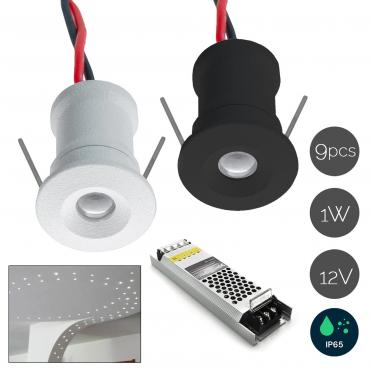 KIT 9 mini faretto incasso LED 1W IP65
