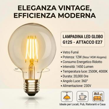 Lampadina decorativa G125 LED E27