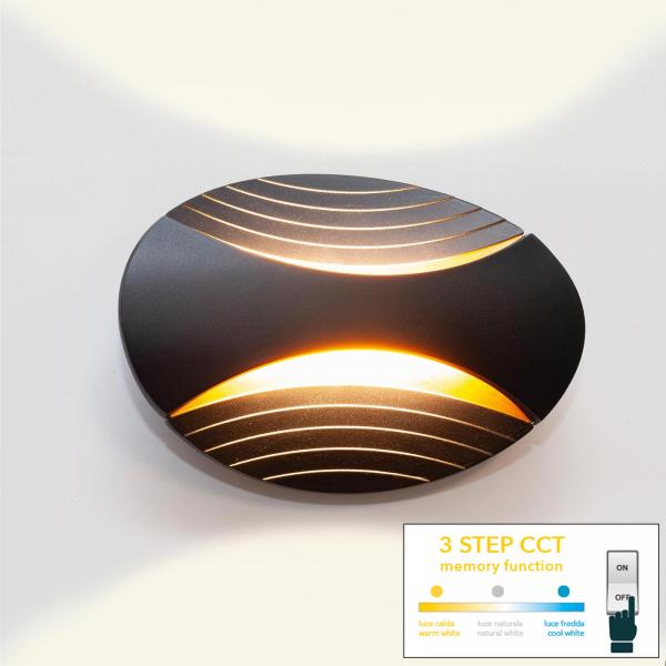 Applique nero elegante 6W CCT doppio fascio