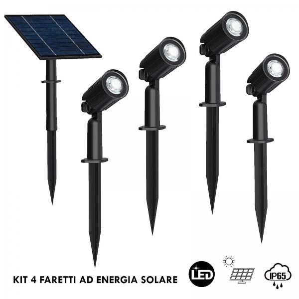 Set 4 faretti solari con picchetto