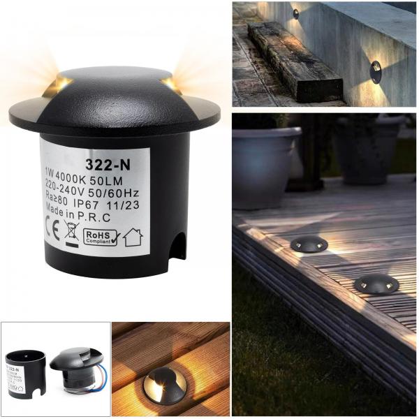 Faretto radente nero IP67 2 finestre