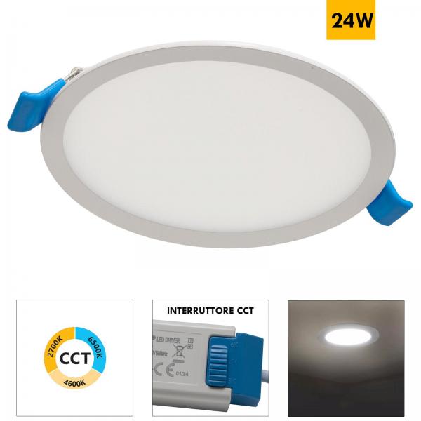 Pannello tondo incasso slim LED 24W CCT