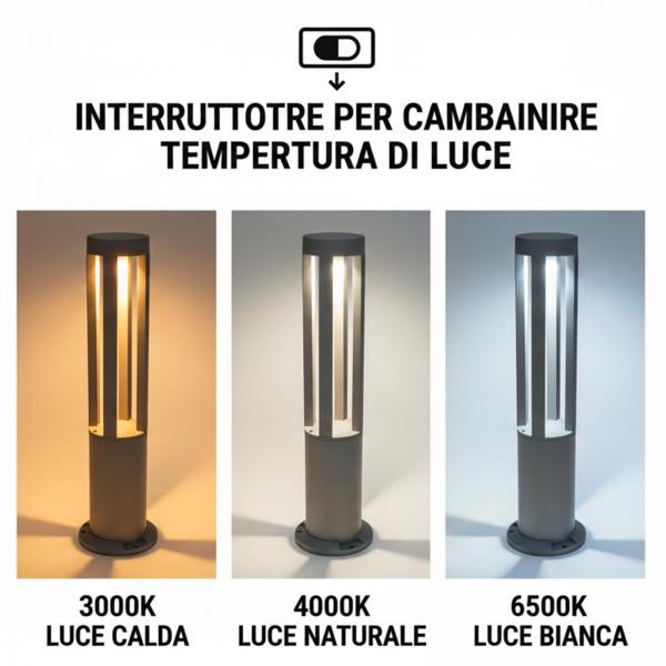 Lampione grigio a LED per esterno
