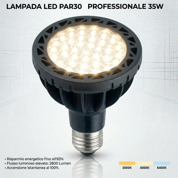 Lampadina E27 PAR30 led 35W