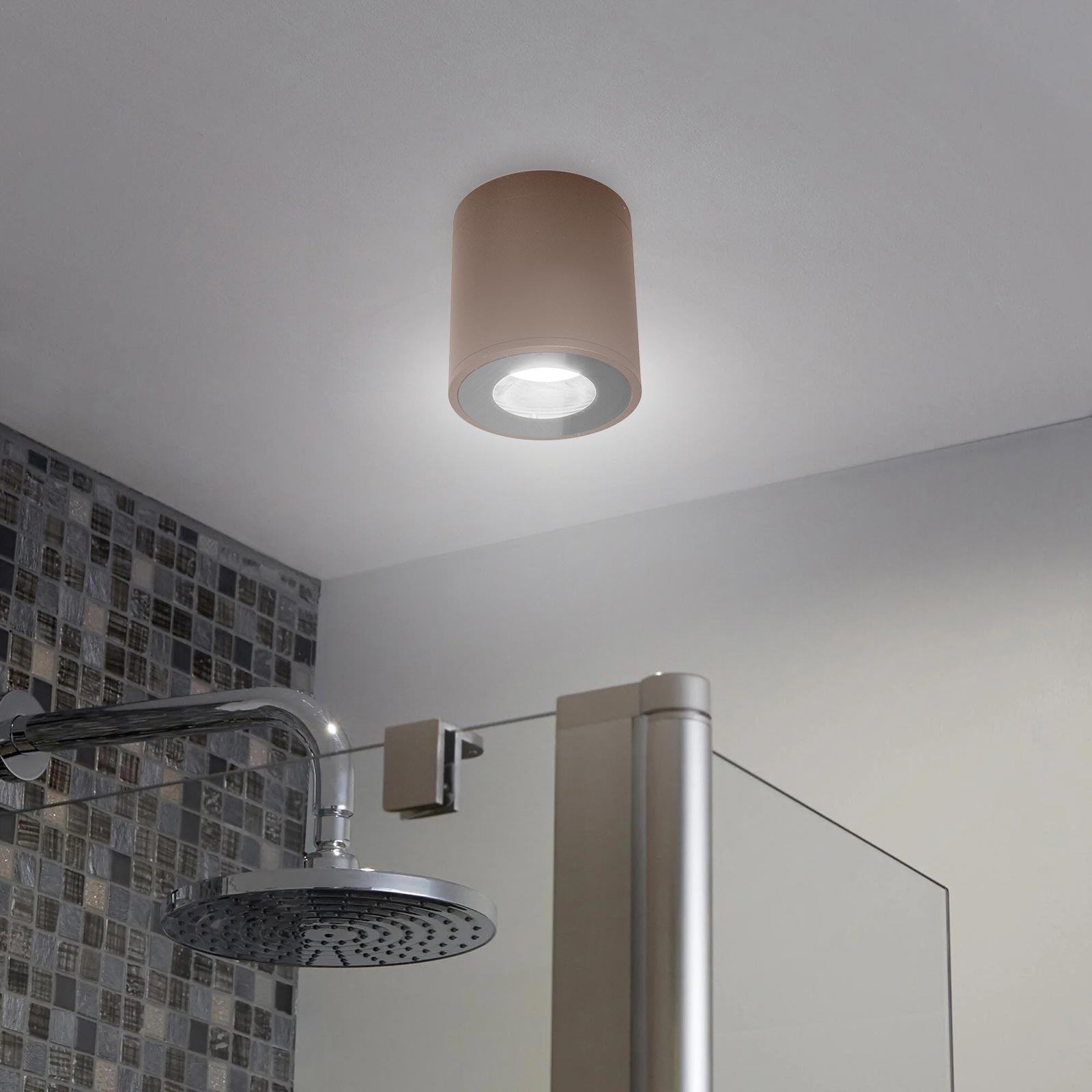 Plafoniera faretto TONDO lampada soffitto LED GU10 6W luce bagno sensoriale IP65 230V COLORE CORTEN RGB CCT WiFi
